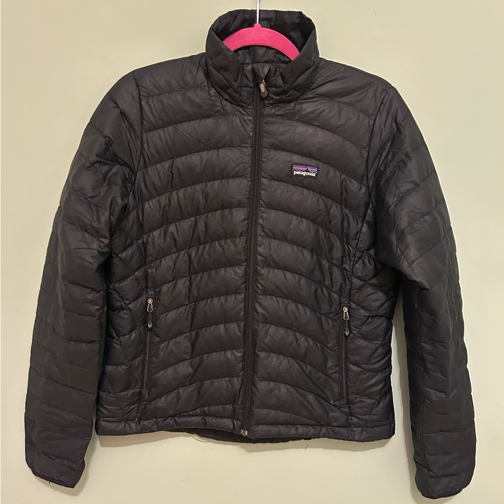 Womens Patagonia Down Sweater Puffer Jacket Coat Black Small